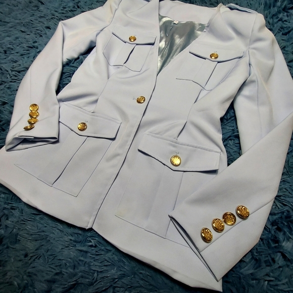 Sky blue v-neck pocket blazer suit jacket for women sz M - Picture 7 of 16
